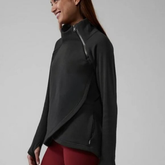Athleta Cozy Karma Asym Pullover Black Sweater, Size XS - Picture 3 of 11